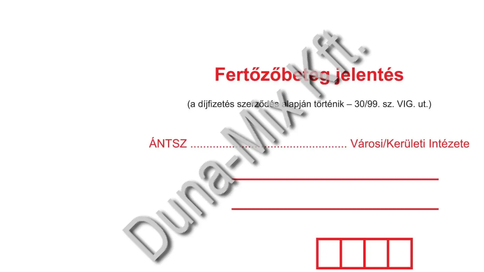 Fertőzőbeteg jelentés boríték